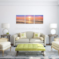 Sunrise on Beach Canvas Framed/Seascape Wall Pictures for Living Room/3 Pieces Modern Art Paintings